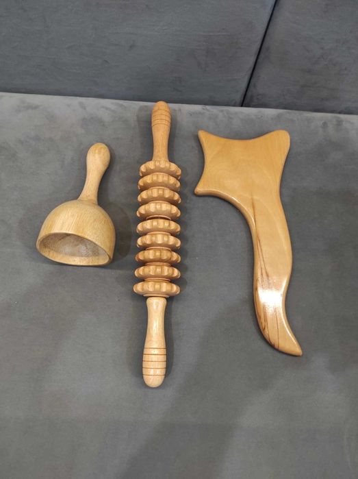 3-częściowy zestaw do maderoterapii. Masażery drewniane.