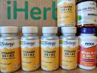 Витамин D3+K2, Solaray,Now Foods