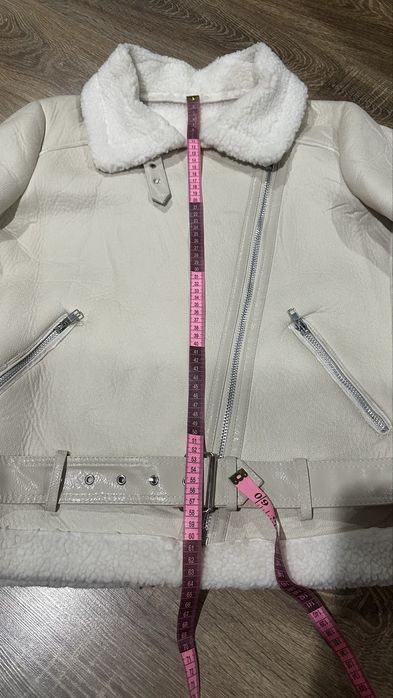 Молочна Дублянка з поясом ,штучне хутро на овчині