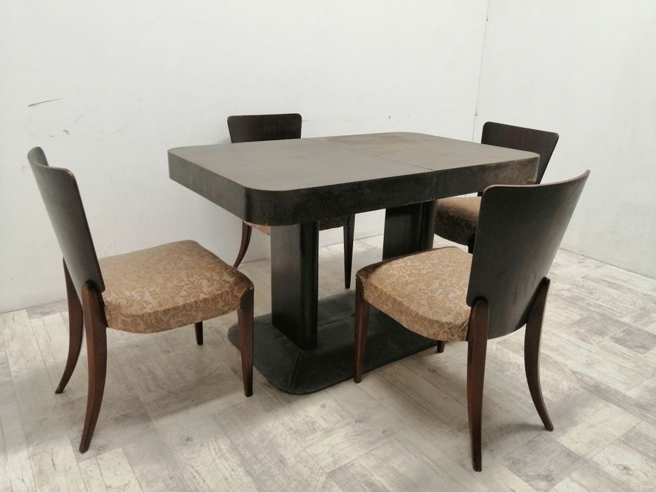 stół art Deco projekt  Halabala design stary prostokąt rozkładany