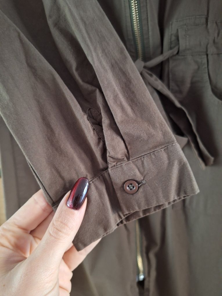 Szmizjerka sukienka khaki koszulowa na zamek r. M