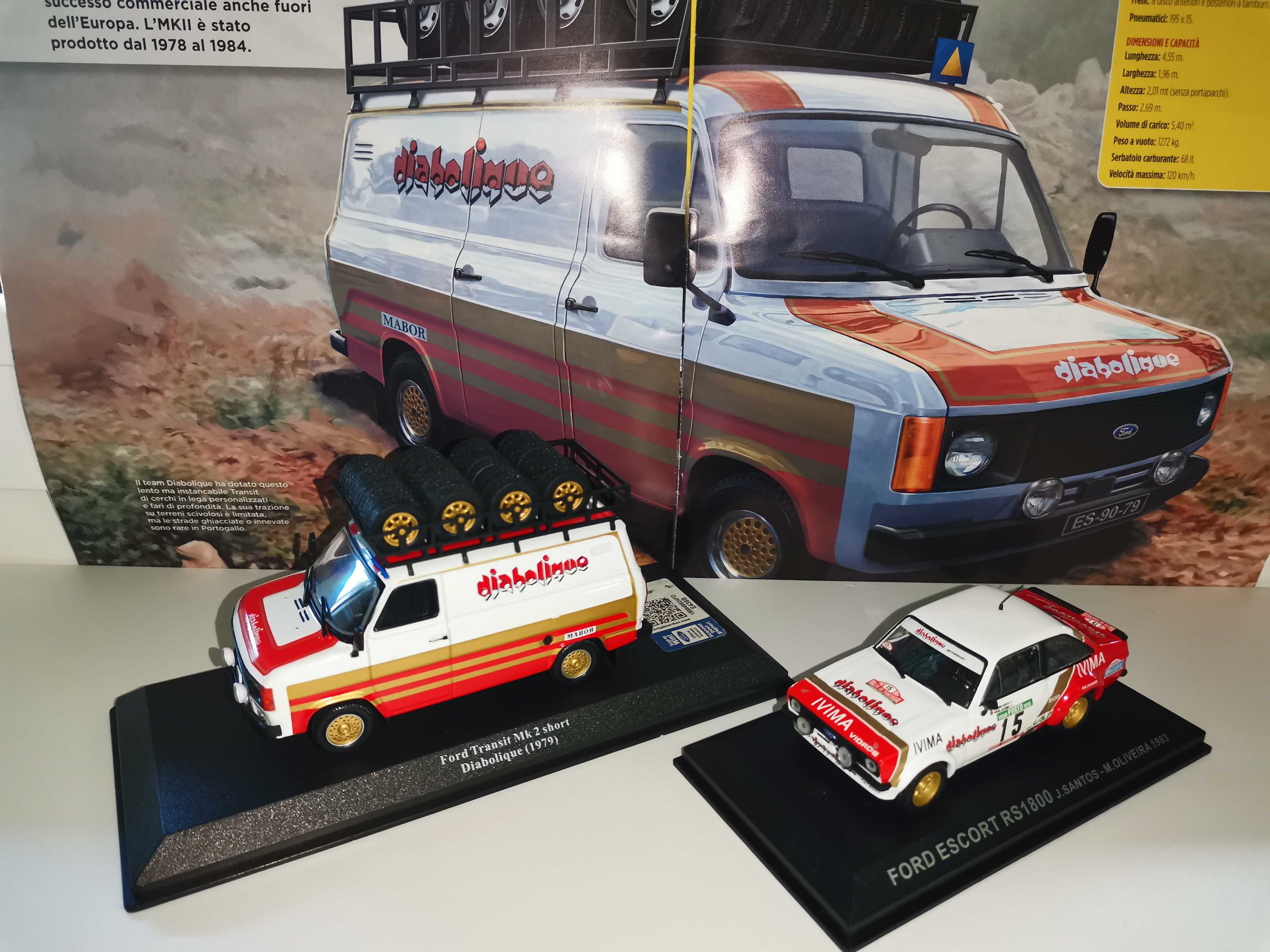 Ford Transit MK2 Diabolique + Ford Escort RS 1800 escala 1 :43