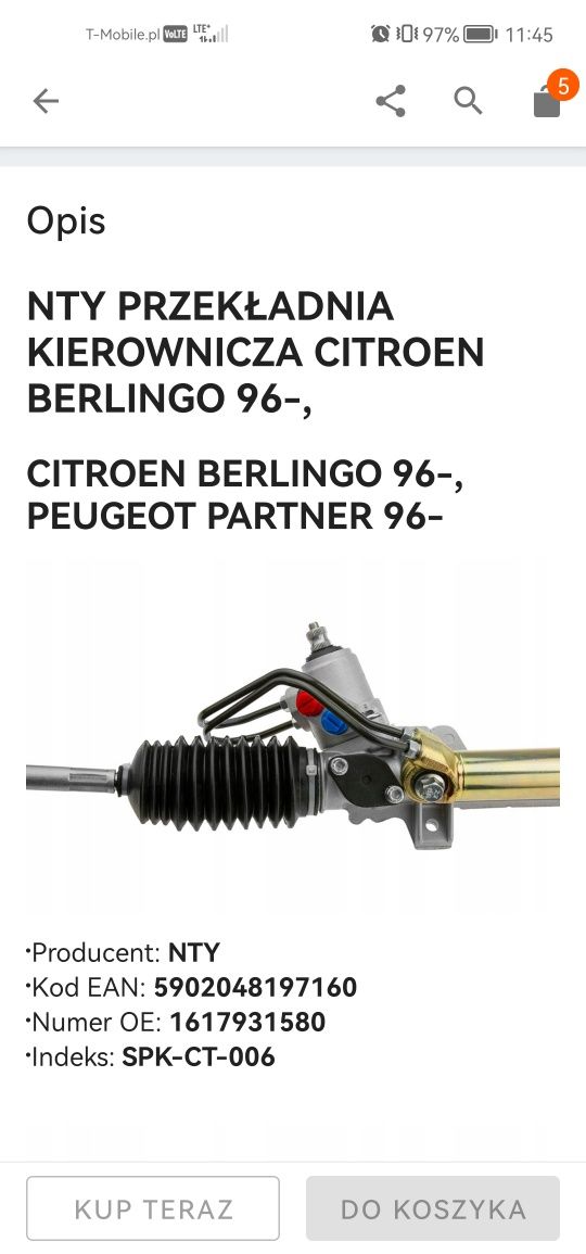 Maglownica citroen berlingo nowa