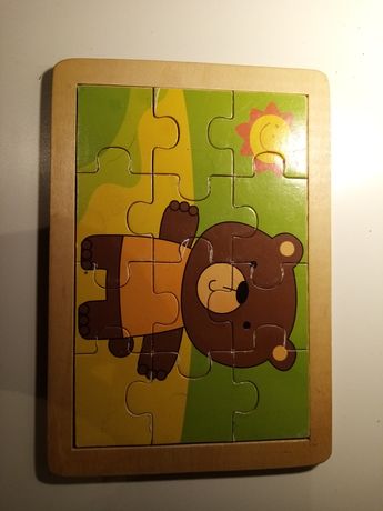 Puzzle 2x ukladanki drewniane miś i żyrafa