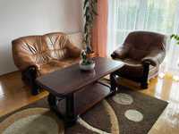 Komplet Wypoczynek Skórzany - kanapa 3 osobowa + 2 osobowa + fotel