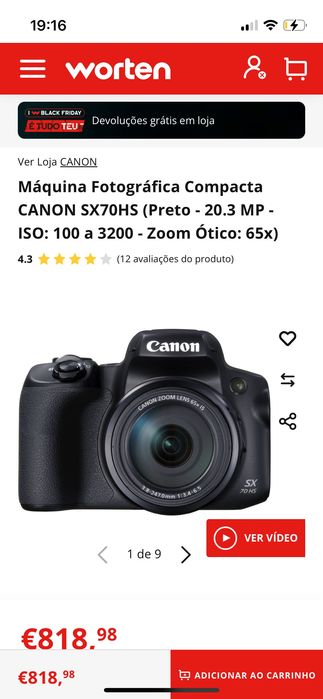 vendo Câmera Cannon SX 70HS