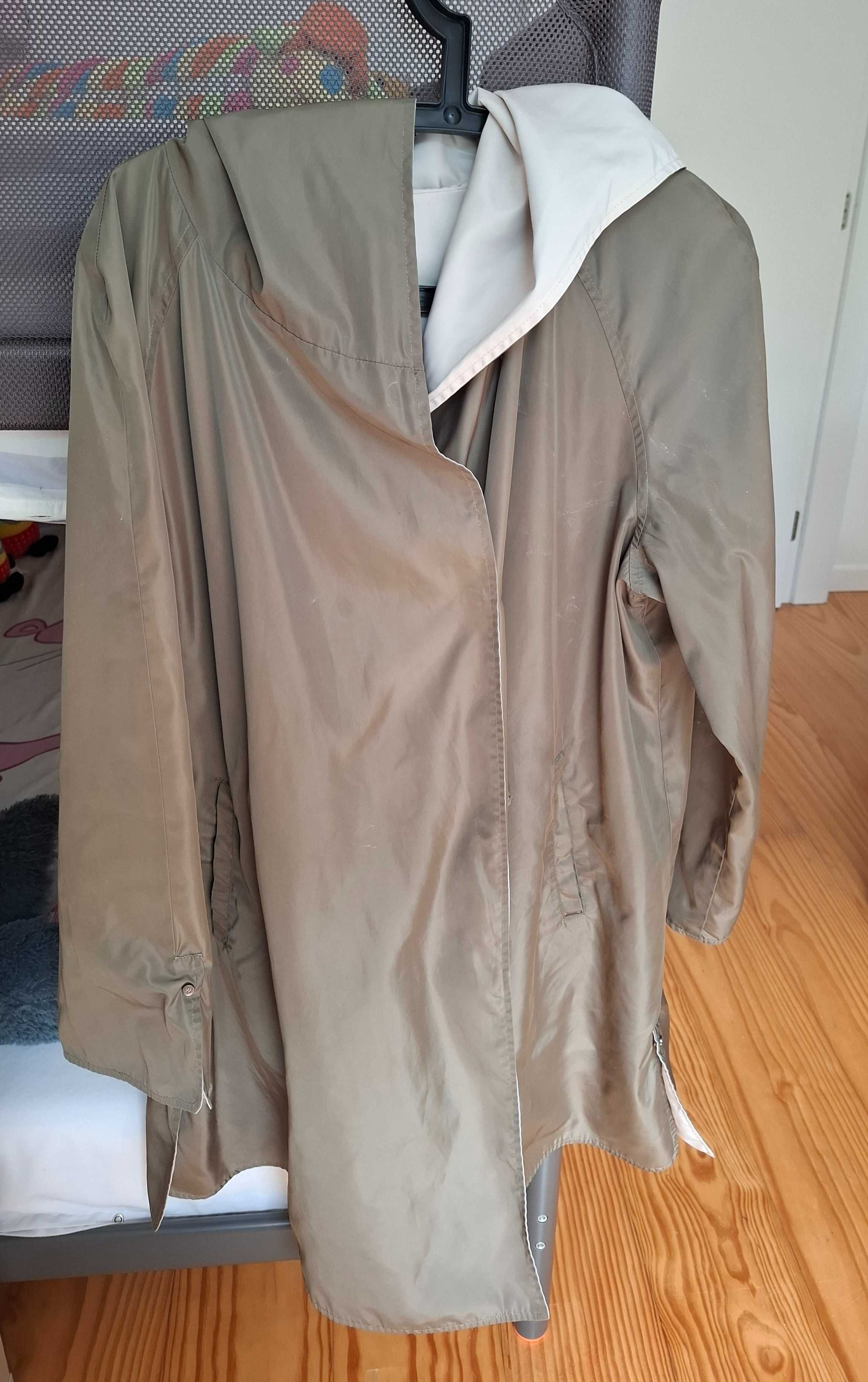 parka de dupla face. Verde e Bege