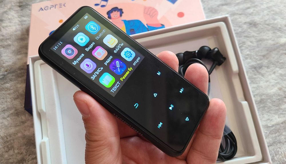 Mp3-плеєр Agptek 64gb з bluetooth 5.3, динаміком, fm-радіо. новий