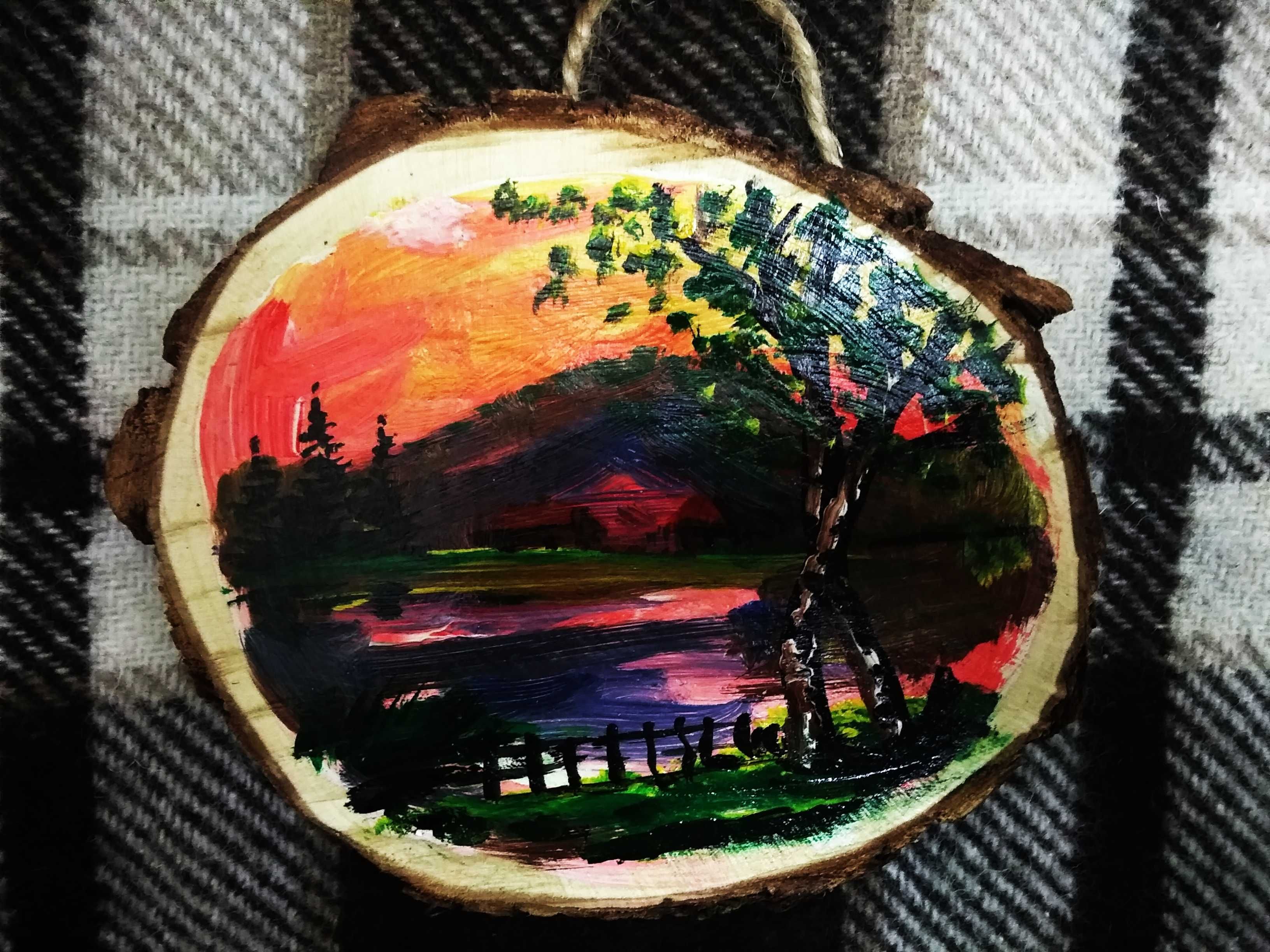Элитная картина на дереве, подарок, акварель пейзаж живопись искусство