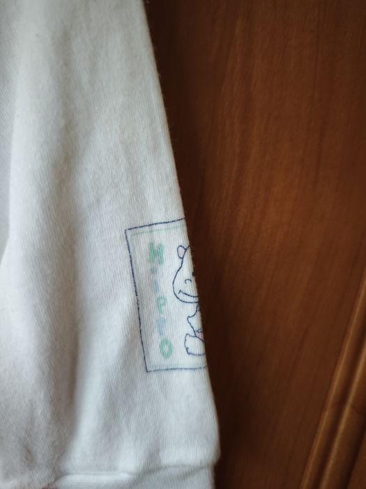 Koszulka na długi rękaw biało-zielona niemowlęcy rozmiar 86
