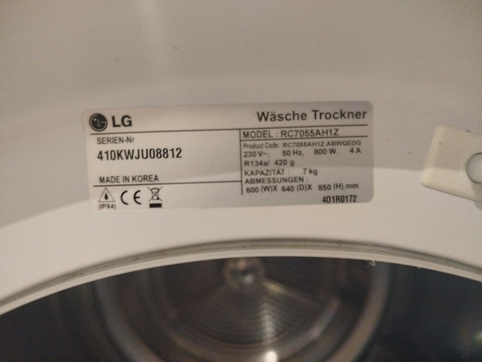 Сушка для одягу LG Eco Dry 7 KG / RC7055AH1Z