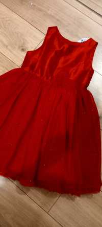 Śliczna sukienka 128 H&M czerwona brokat święta