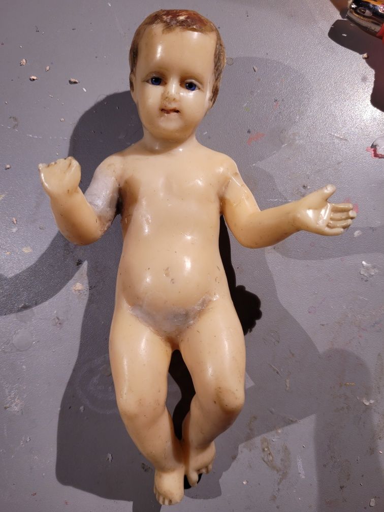 Rezerwacja! Stara figurka woskowa Jezusek do szopki