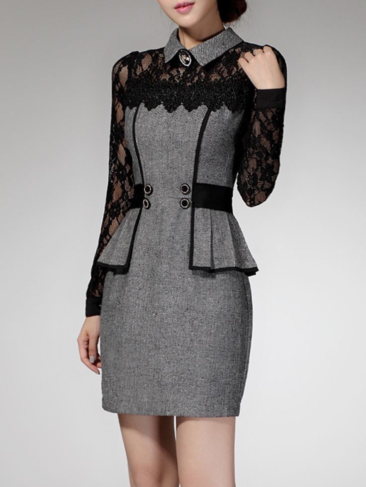 Floryday elegancka taliowana sukienka z koronka gipiura