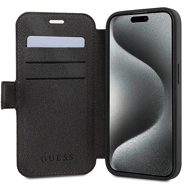 Etui Guess 4G Metal Logo na iPhone 15 Pro - szare