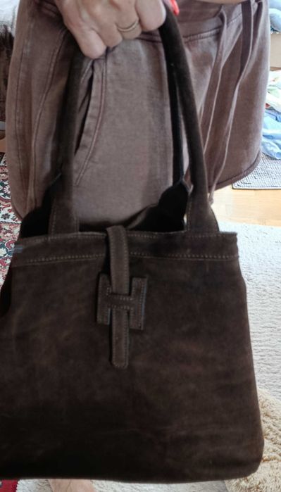 Torba damska zamsz, czekoladowa, nowa Cassi