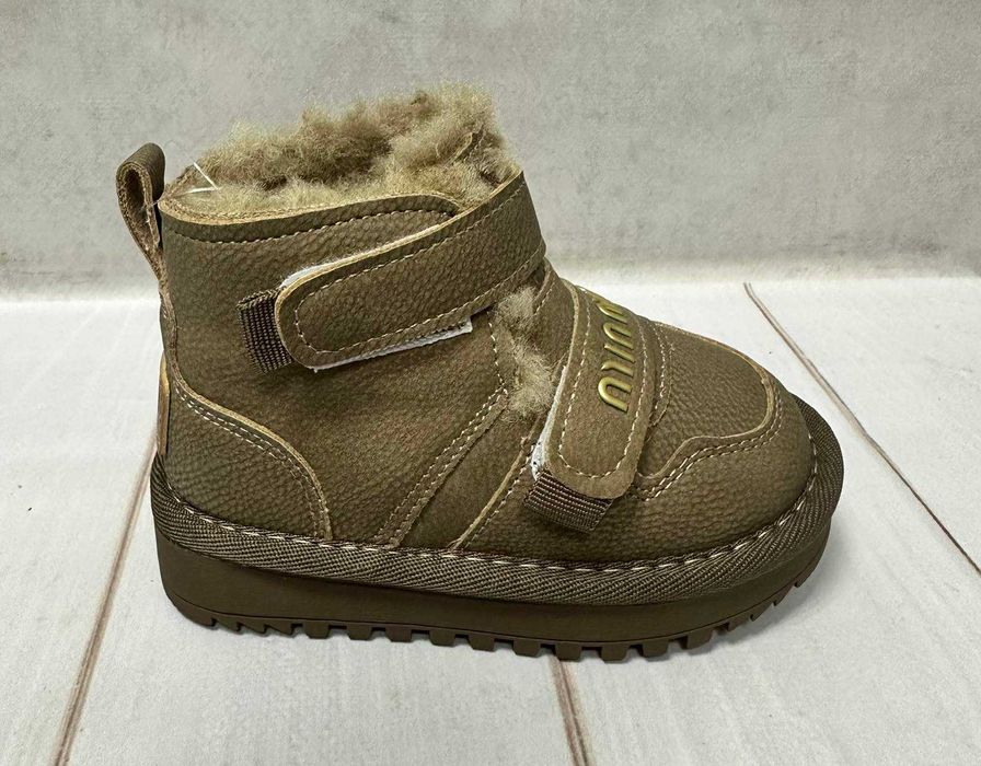 Зимові дитячі Ugg BBT уггі екошкіра хакі 23-24