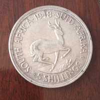 Linda Moeda de Prata 5 Shillings -1948 - África do Sul