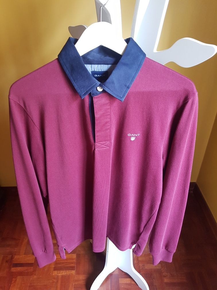 Polo de manga comprida para homem, cor bordeaux, GANT, Tamanho M