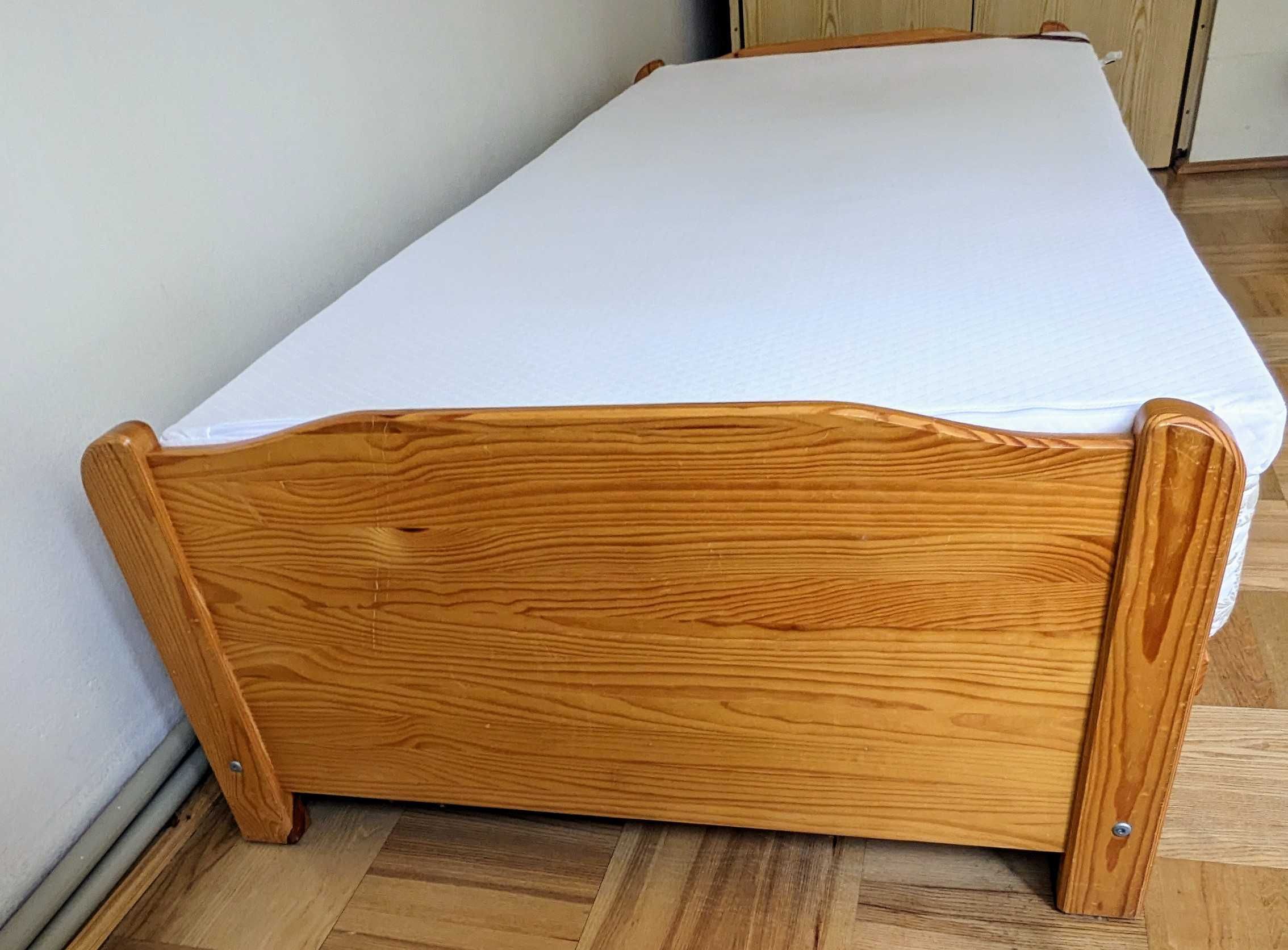 Łóżko/tapczan z pojemnikiem, lite drewno, 90 x 200, plus materac