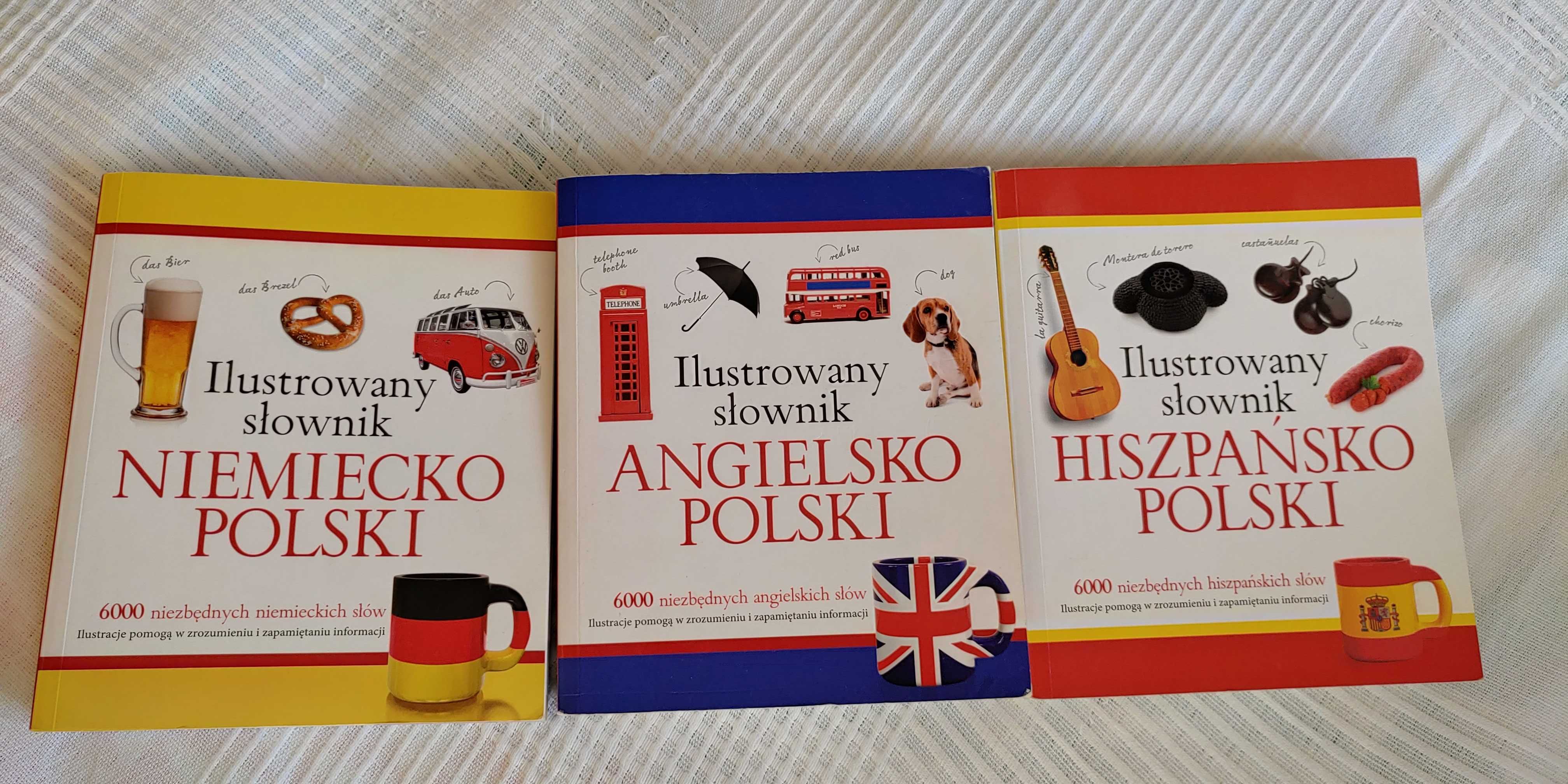 Ilustrowane słowniki angielsko/ hiszpańsko/niemiecko - polski