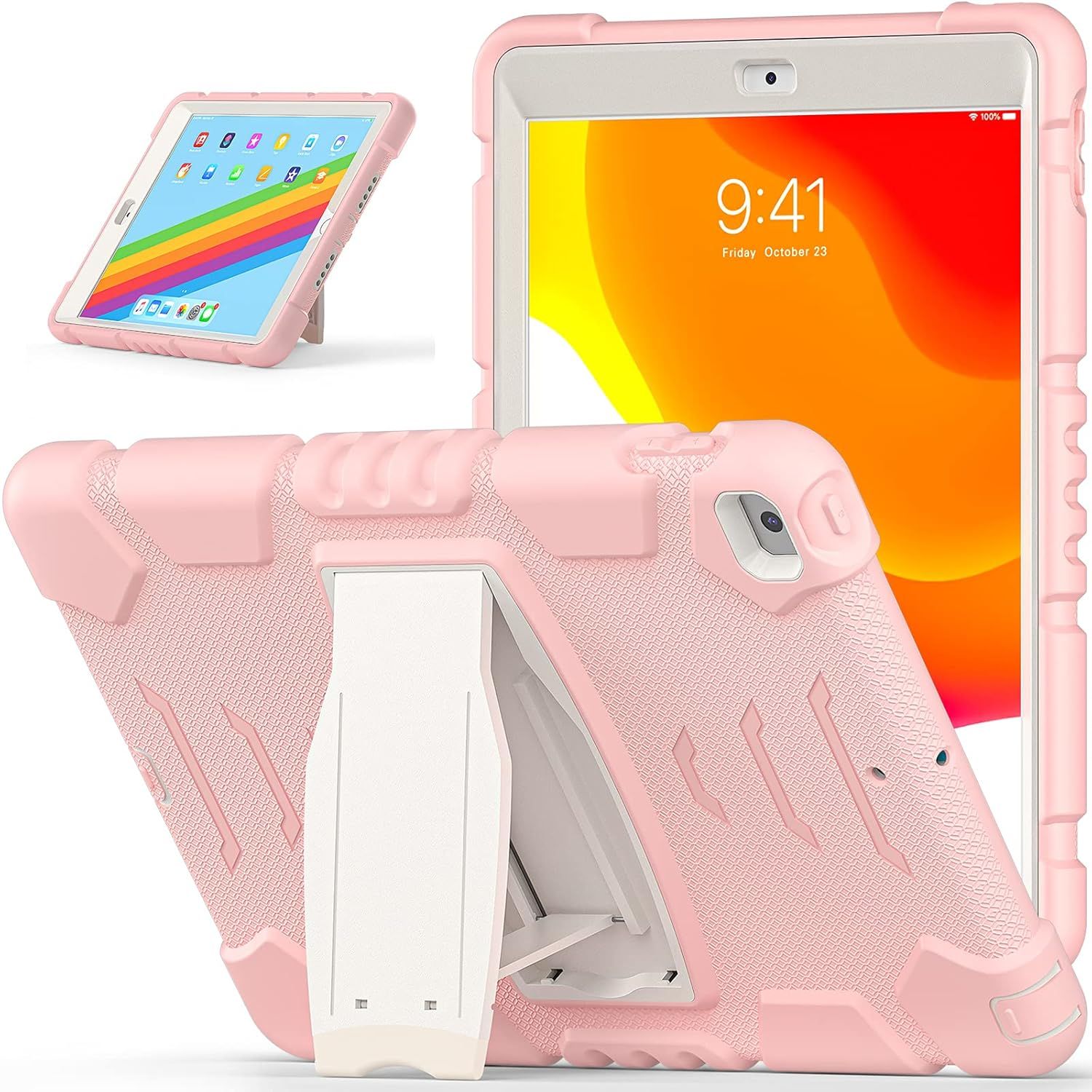 Etui do iPad 9/8/7 10.2" Pancerne z Podstawką Różowe