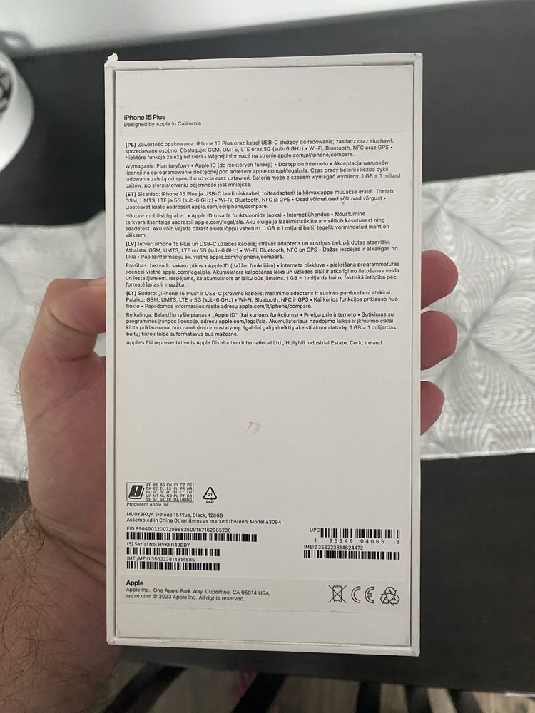 Pudełko box iPhone 15 Plus, Black, 128GB