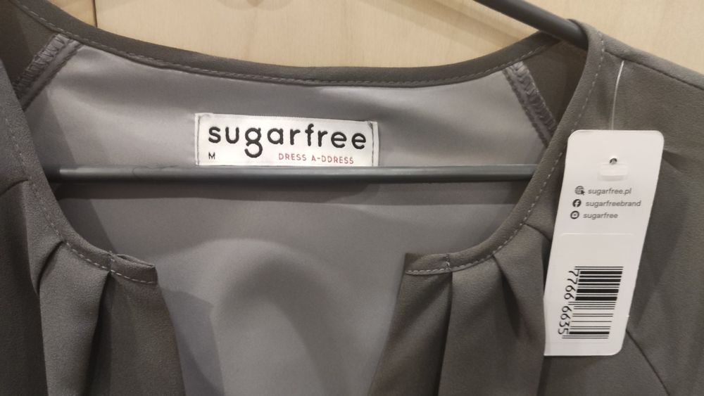 NOWA Sukienka Sugarfree szara mini długi rękaw Kasia Tusk