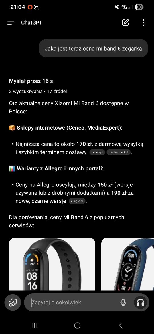 Zegarek mi band 6 z paskami + ładowarka