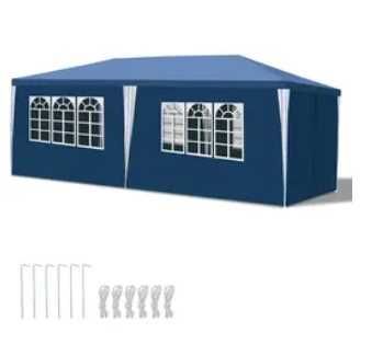 Pawilon ogrodowy namiot imprezowy altana 3x6m niebieski ściany boczne