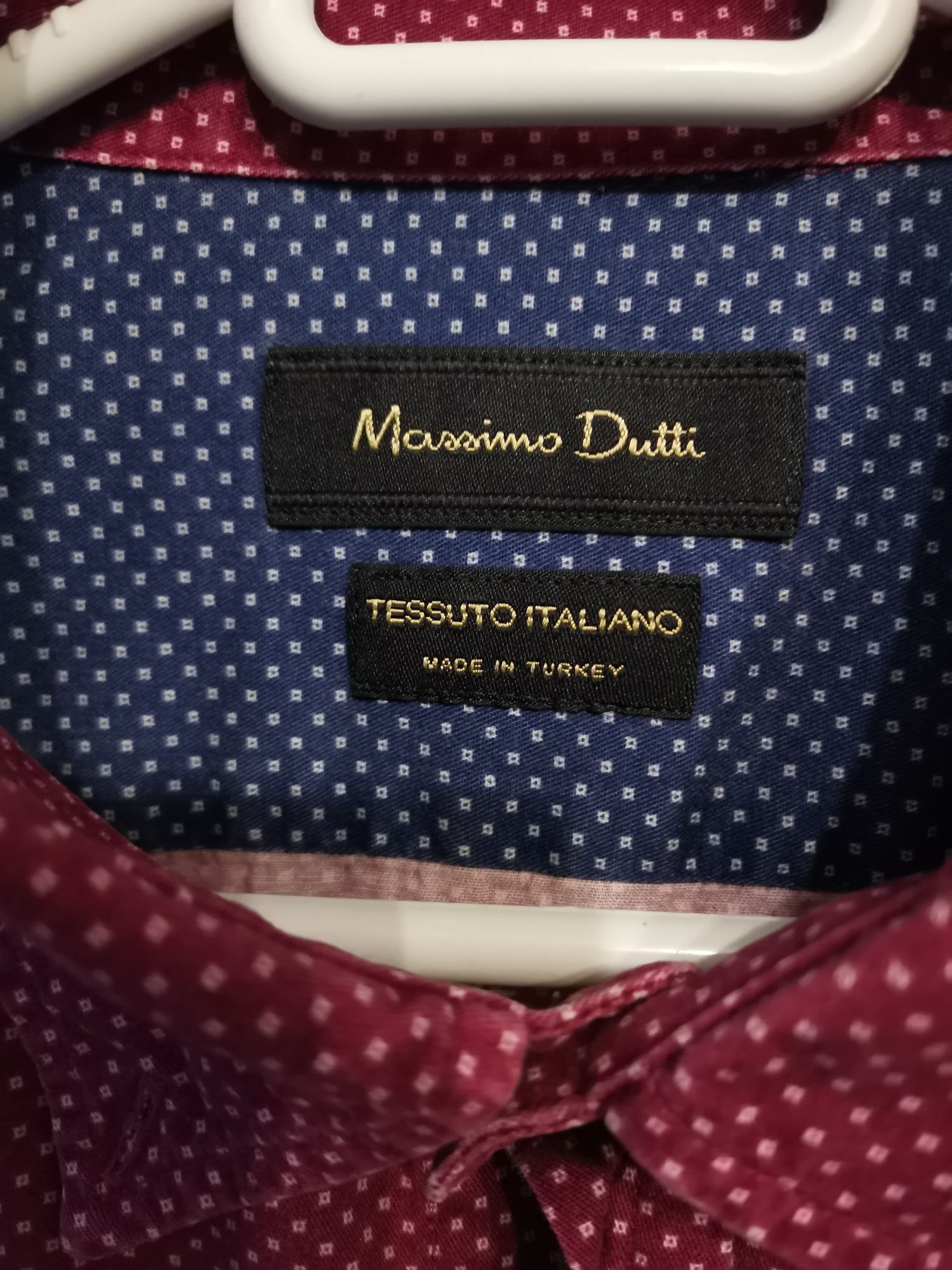Koszula męska Massimo Dutti rozm M, burgund, długi rękaw