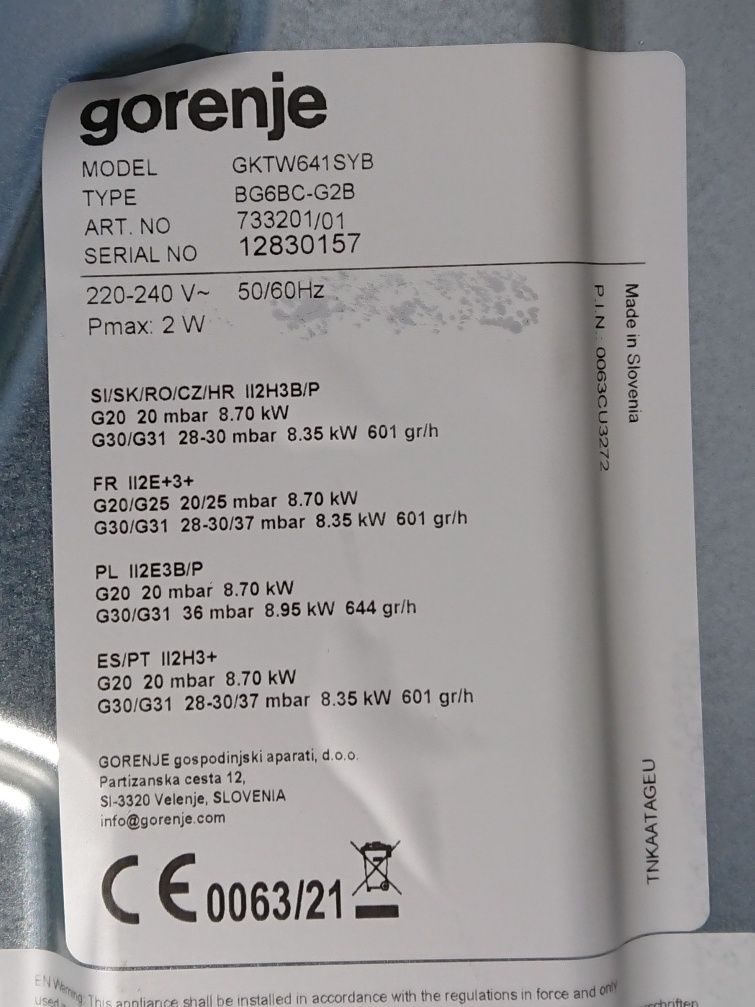 Płyta gazowa Gorenje GKTW641SYB