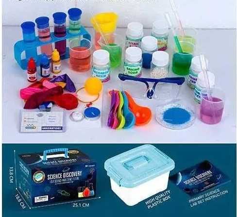 Набор химика 304C баночки с краской реактивы 7 мерных стаканов очки