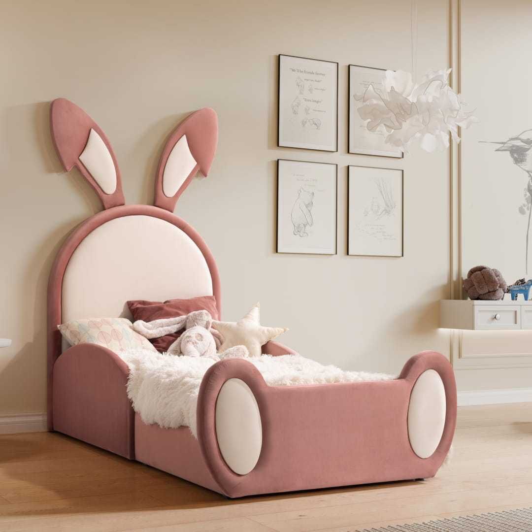 Łóżko dla dziecka KRÓLIK pojedyncze tapczan sofa króliczek róż! 90