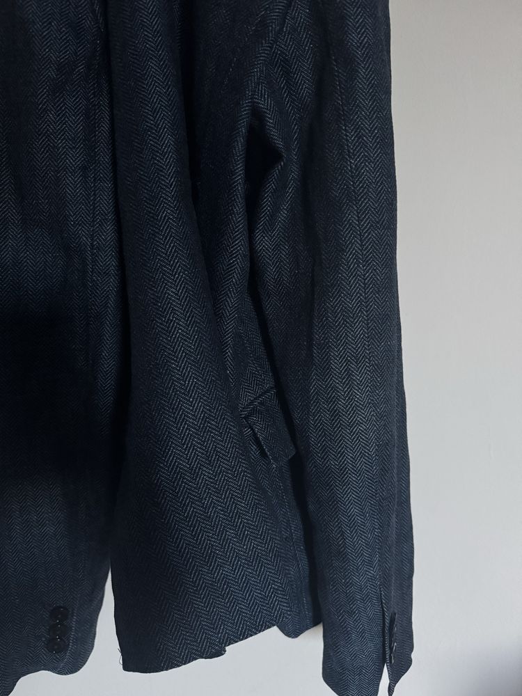 Granatowa marynarka żakiet Massimo Dutti len S M 36 38