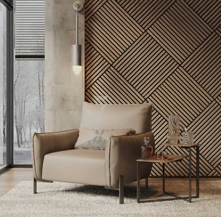 Panel Lamelowy 60x60 lamele Z DREWNA na płycie * czarne tło