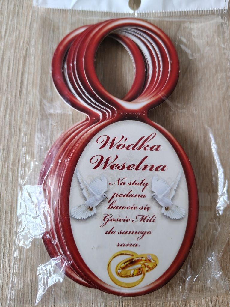 Zawieszki na wódkę weselną 20 szt., dekoracja na butelkę wódki, wesele