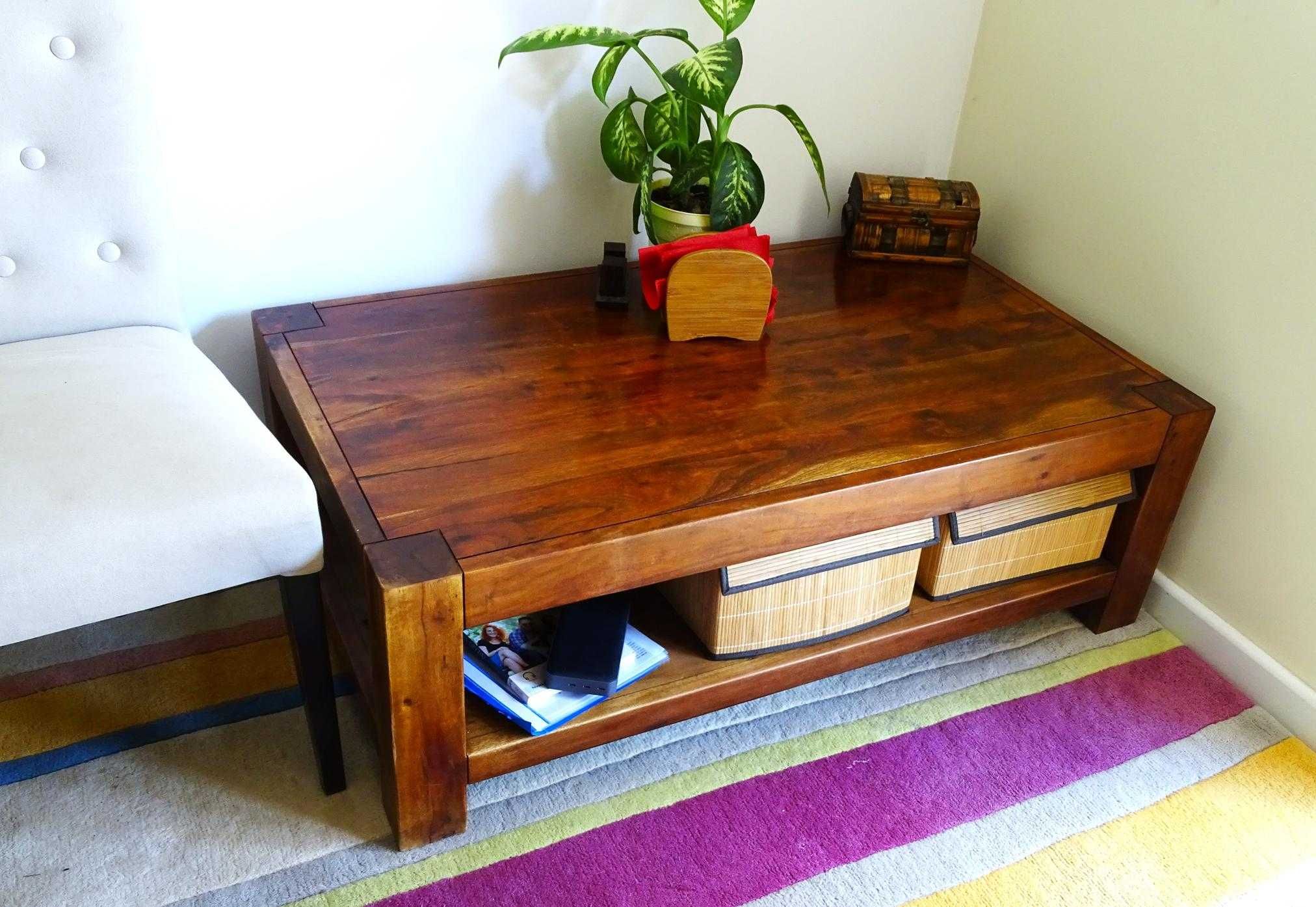 Kolonialna ława z drewna egzotycznego palisander 120x70x41 - AlmiDecor