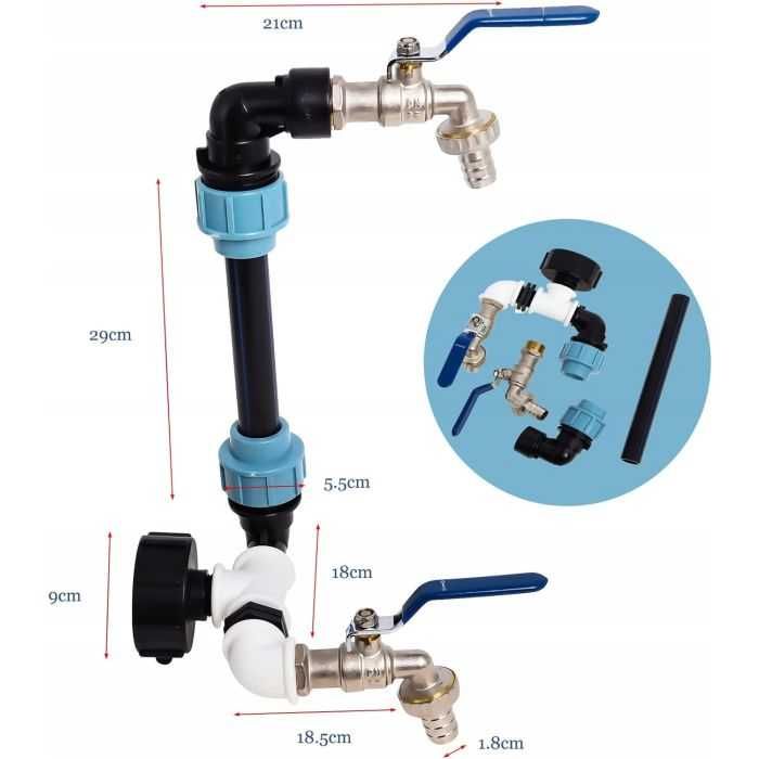 Ibc Kran Mosiężny Typu „Gęsia Szyja” 3/4 Cala Adapter Ibc S60