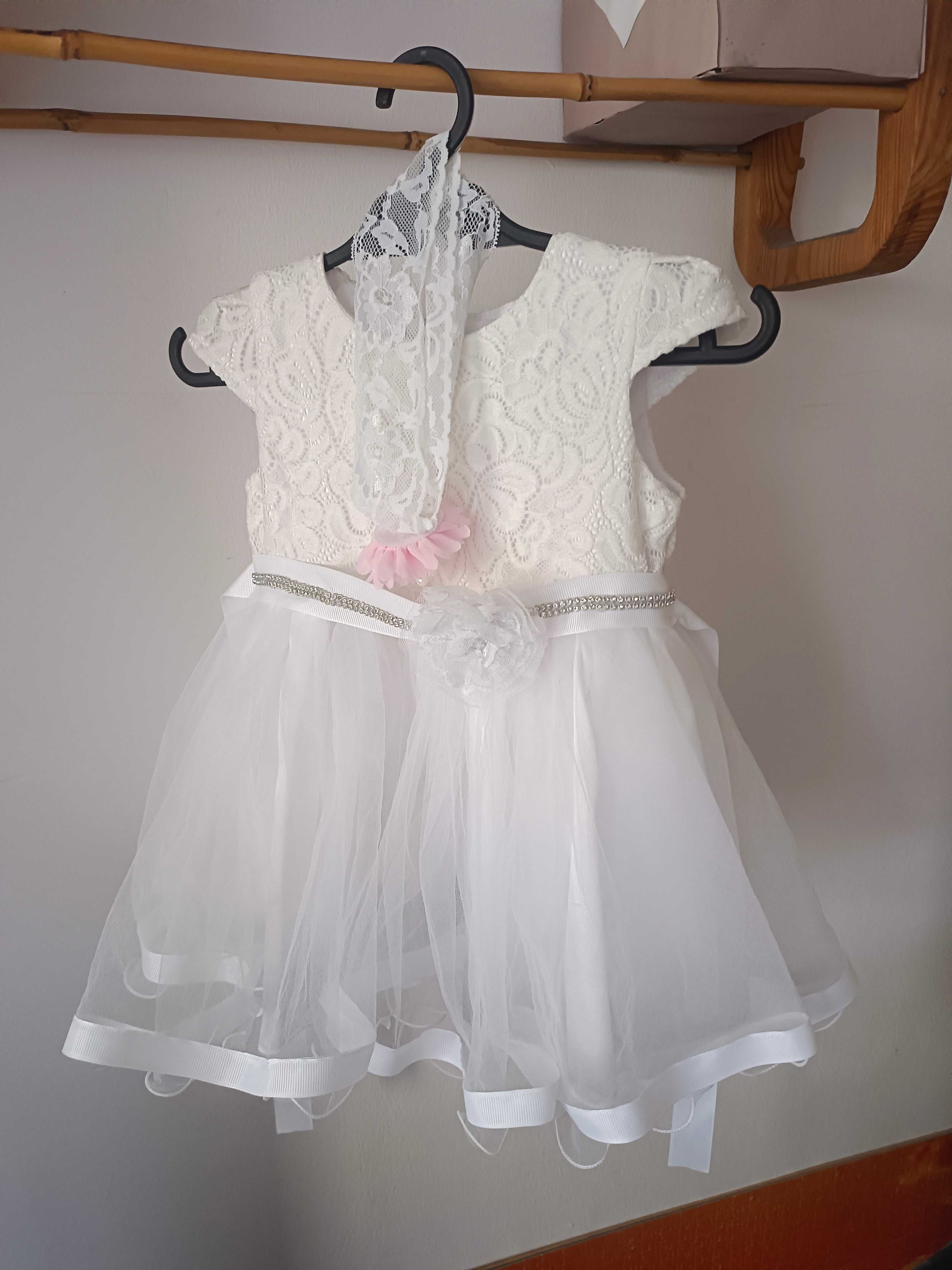 Sukienka chrzest r. 68, opaska, komplet, dziewczynka, chrzciny