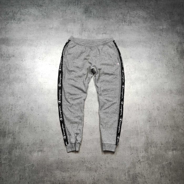 MĘSKIE Spodnie Dresy Sportowe Joggery Szare Bawełna Lampas Champion