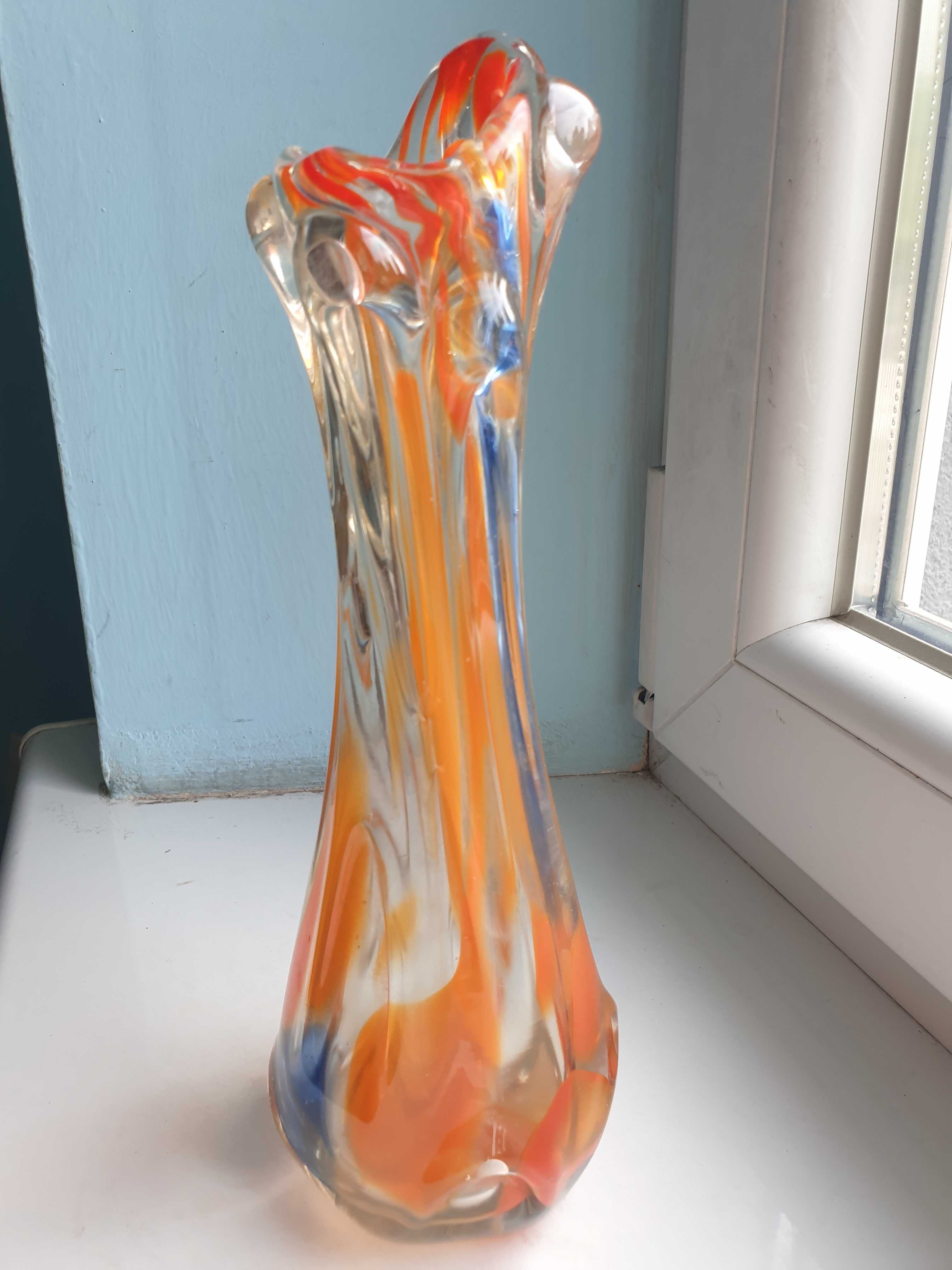 wazon Sękacz 27 cm grube szkło kolorowe PRL