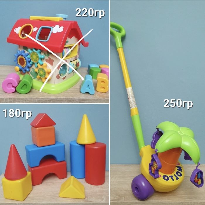 Развивающие игрушки, Кубики, сортер, горка для купания, кукла