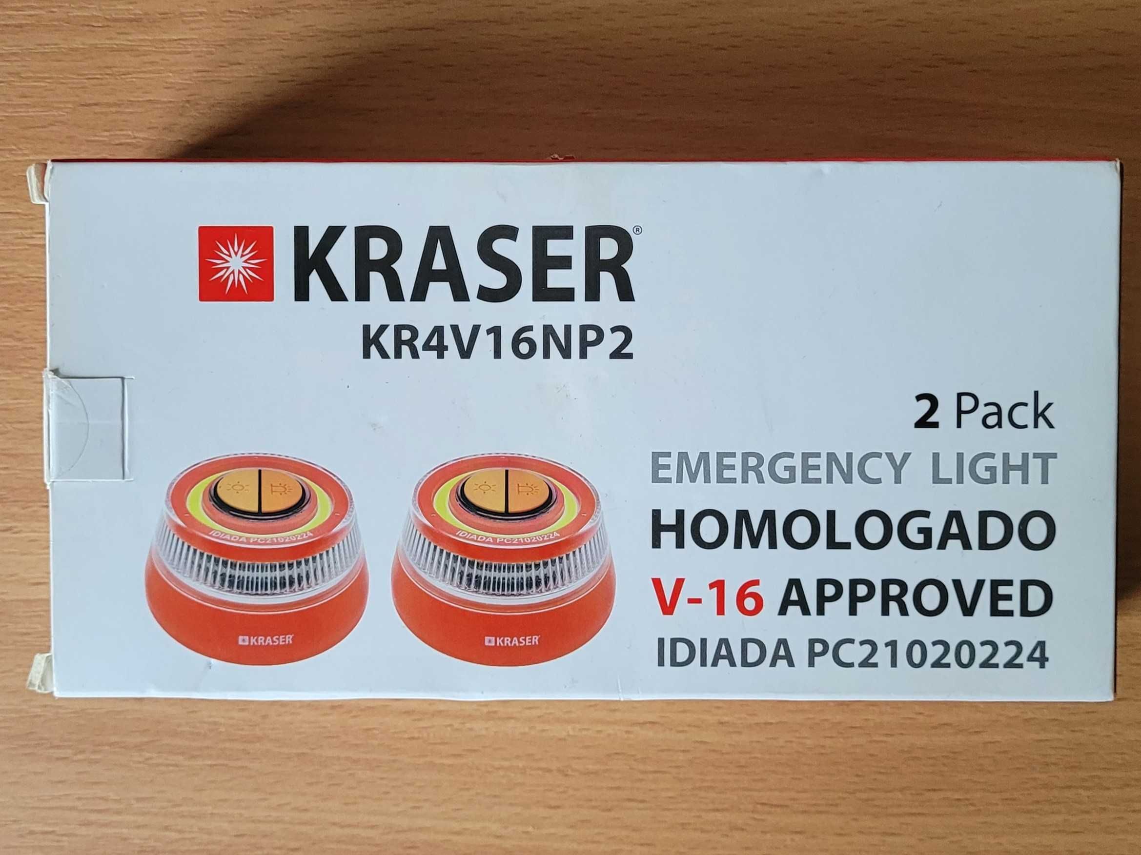 KRASER KR4V16NP2 2x Światło Awaryjne LED V16 z Homologacją + latarka