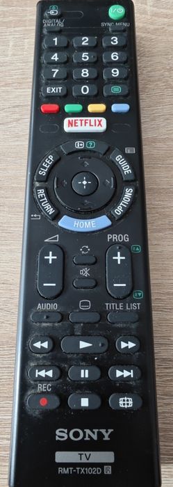 Pilot do telewizora Sony o modelu RMT-TX102D.