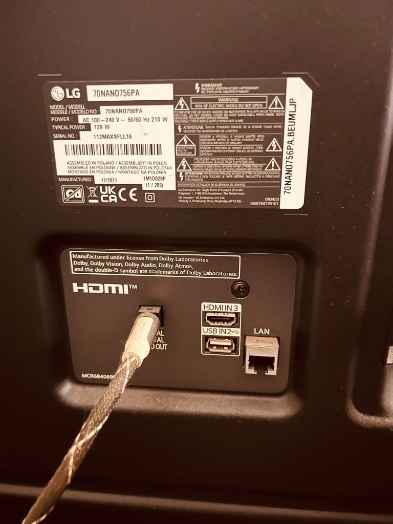TV LCD LG 75" semi-nova 1 ano uso