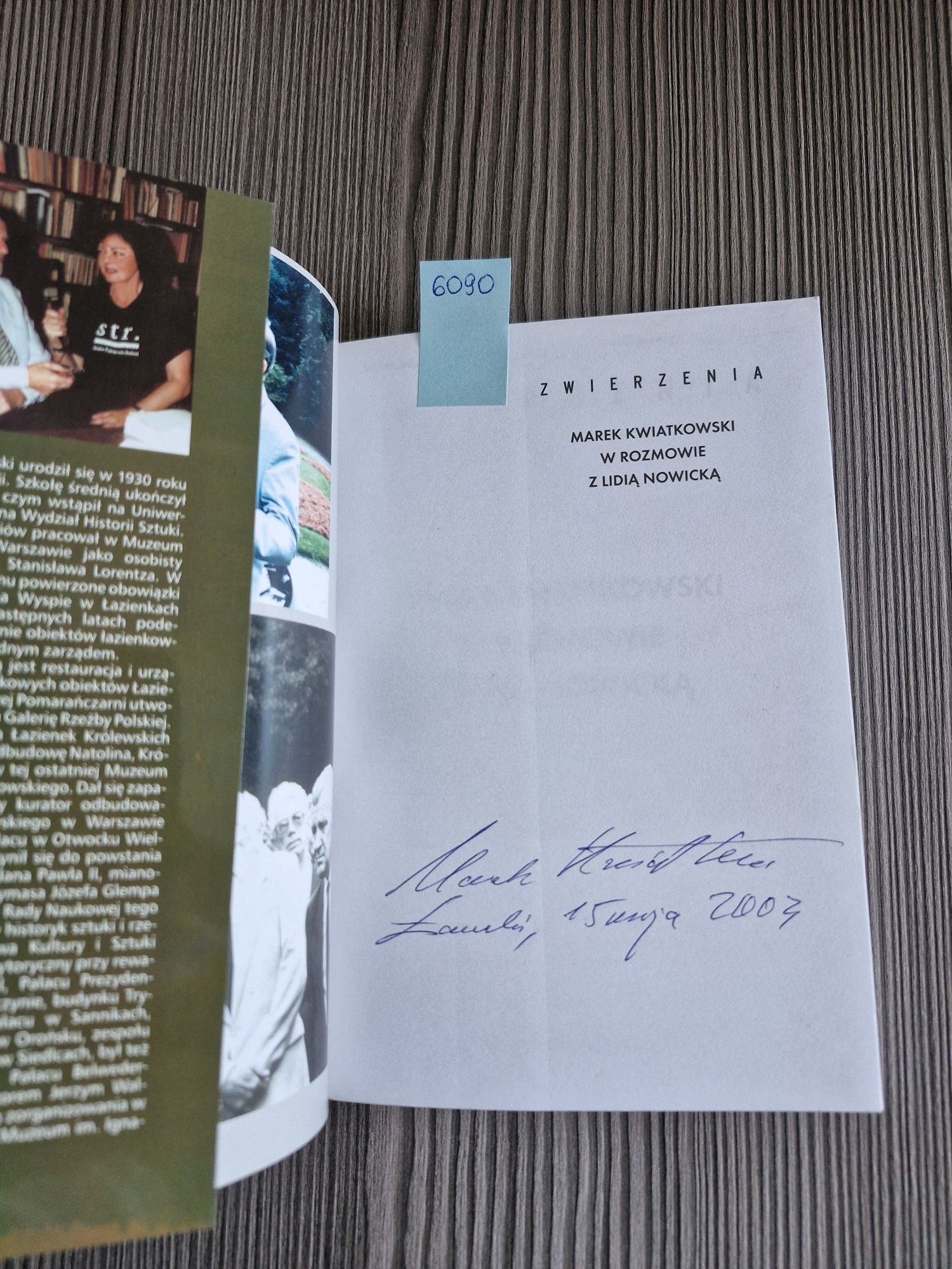 6090. "Zwierzenia" Marek Kwiatkowski. AUTOGRAF