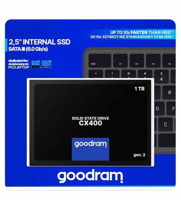NOWE Dysk SSD Goodram CX400 G2 1TB 2,5" Odczyt 550mb/s Zapis 500mb/s