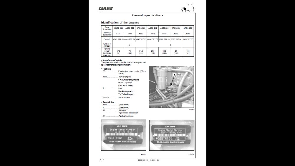 CLAAS Ares 546,556,566,616,626636,656,696 INSTRUKCJA NAPRAW