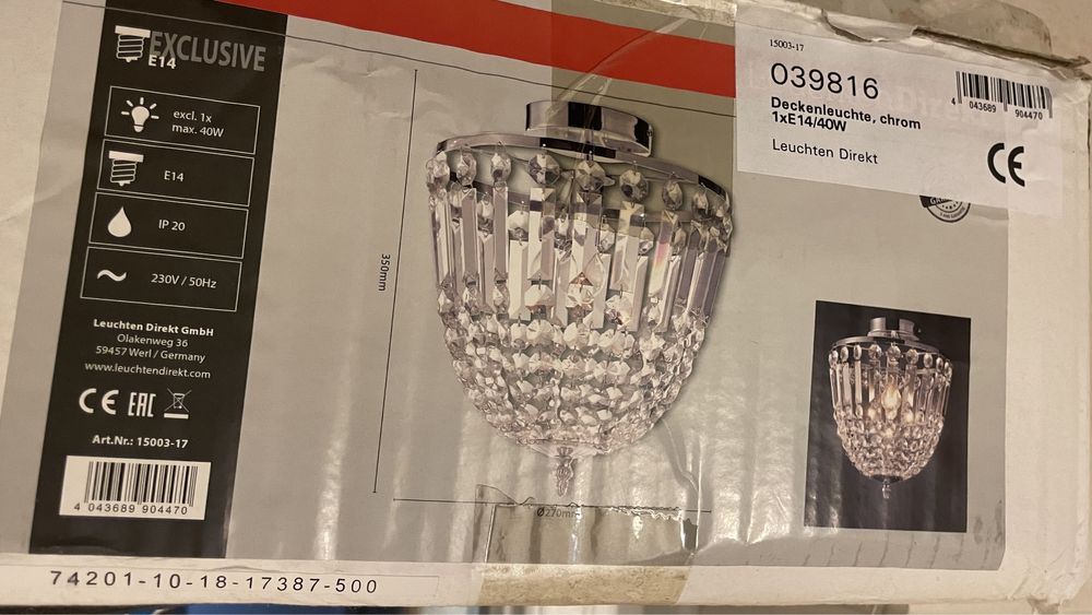 Lampa sufitowa plafon lampa z krysztalkami hampton glamour